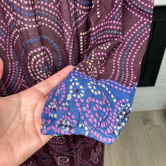 Vintage Indian 70s Mosaic Print Cotton Gauze Dress - Picture 9 of 13